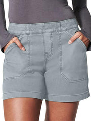 women's high elastic twill large pocket casual shorts - 808Lush