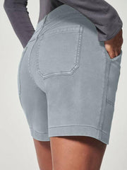 women's high elastic twill large pocket casual shorts - 808Lush