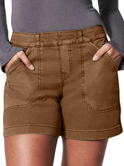 women's high elastic twill large pocket casual shorts - 808Lush