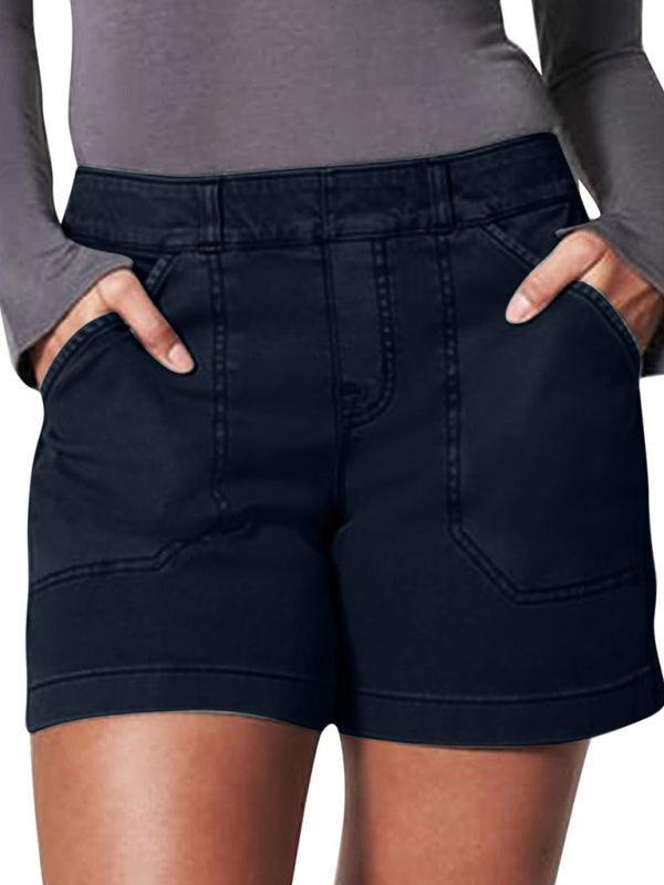 women's high elastic twill large pocket casual shorts - 808Lush