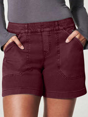 women's high elastic twill large pocket casual shorts - 808Lush