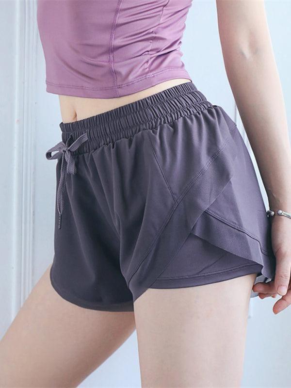 Two Piece Gym Shorts Women High Waist Elastic Tight Sports Yoga Pants - 808Lush