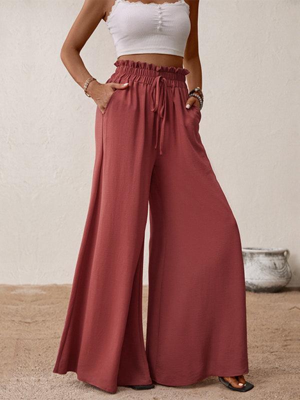 fashion big horn solid color wide-leg pants - 808Lush