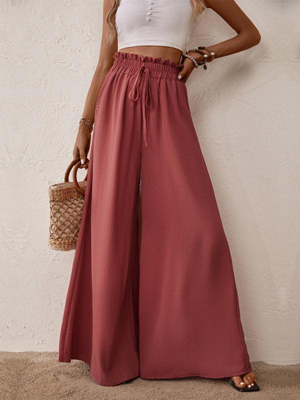 fashion big horn solid color wide-leg pants - 808Lush