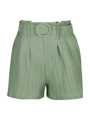 Small fresh green pleated shorts - 808Lush