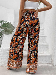 floral fashion print wide-leg pants - 808Lush