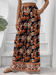 floral fashion print wide-leg pants - 808Lush