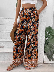 floral fashion print wide-leg pants - 808Lush