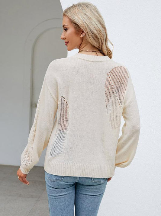 Hollow Pullover Fashion Knitted Women's Round Neck Sweater - 808Lush