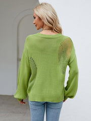 Hollow Pullover Fashion Knitted Women's Round Neck Sweater - 808Lush