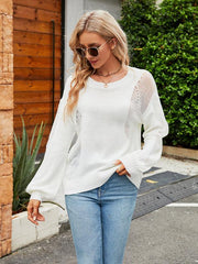 Hollow Pullover Fashion Knitted Women's Round Neck Sweater - 808Lush