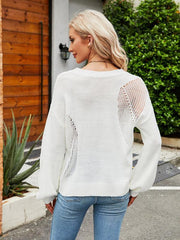 Hollow Pullover Fashion Knitted Women's Round Neck Sweater - 808Lush