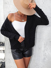 Women's knitted three-dimensional pattern cardigan coat sweater