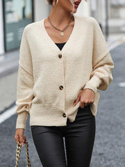 Women's V-neck button knitted cardigan