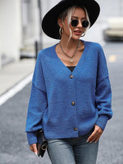 Women's V-neck button knitted cardigan