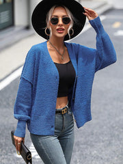 Women's V-neck button knitted cardigan