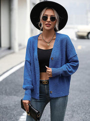 Women's V-neck button knitted cardigan