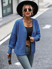 Women's V-neck button knitted cardigan