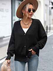 Women's V-neck button knitted cardigan