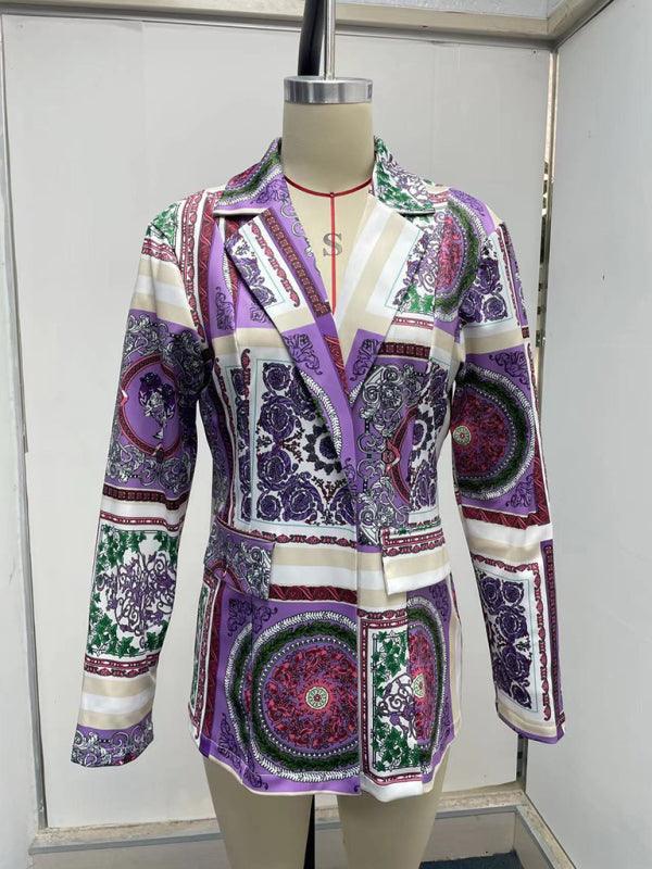 Long-sleeved fashion sexy printed small blazer - 808Lush