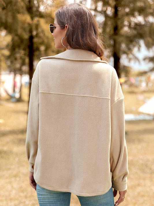 solid color long-sleeved polar fleece jacket - 808Lush