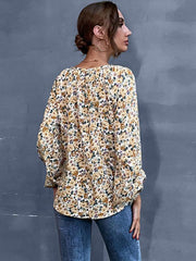 holiday fashion women's loose v-neck long-sleeved floral shirt - 808Lush