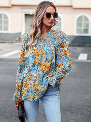 women's elegant commuter floral long-sleeved shirt - 808Lush