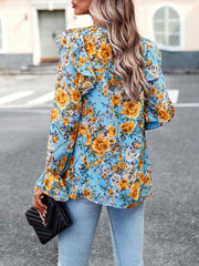 women's elegant commuter floral long-sleeved shirt - 808Lush