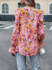 women's elegant commuter floral long-sleeved shirt - 808Lush