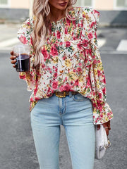 women's elegant commuter floral long-sleeved shirt - 808Lush