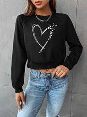 Valentine's Day love printed short long-sleeved sweatshirt