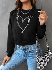 Valentine's Day love printed short long-sleeved sweatshirt