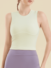 Women's round neck sports tight vest yoga clothing - 808Lush