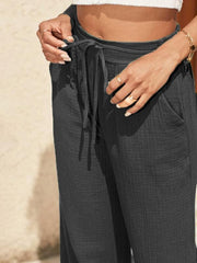 loose elastic pleated fashionable casual pants - 808Lush