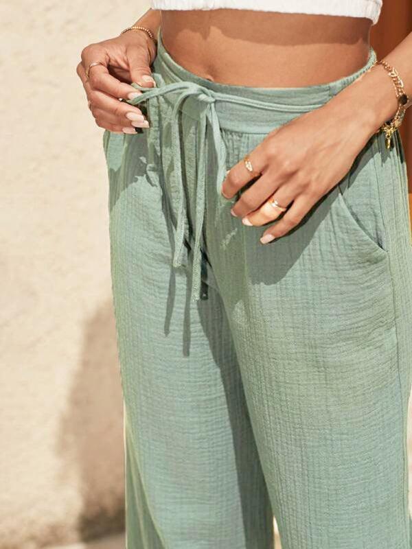 loose elastic pleated fashionable casual pants - 808Lush