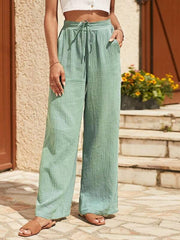 loose elastic pleated fashionable casual pants - 808Lush