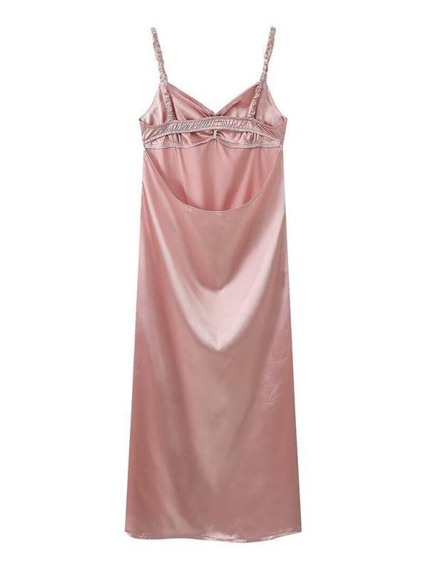 Women's satin suspender bra dress - 808Lush