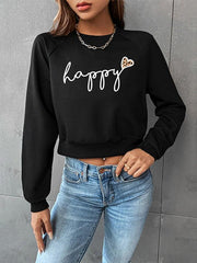 Women's Valentine's Day Leopard Letters Love Print Short Long Sleeve Sweatshirt