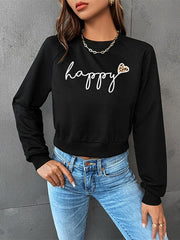 Women's Valentine's Day Leopard Letters Love Print Short Long Sleeve Sweatshirt