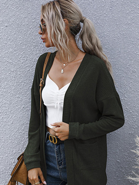 women's basic long-sleeved cardigan