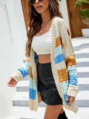 loose mid-length knitted cardigan