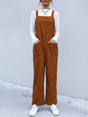 Women's Corduroy Pants Loose Solid Color Overalls - 808Lush