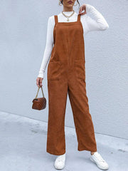 Women's Corduroy Pants Loose Solid Color Overalls - 808Lush