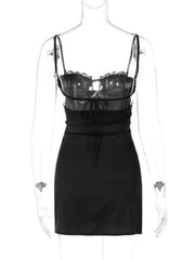 New sexy V-neck lace-up hip-covering hot girl dress with slits