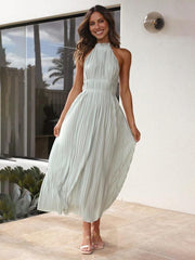 fresh off-shoulder strappy backless long dress