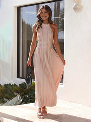 fresh off-shoulder strappy backless long dress