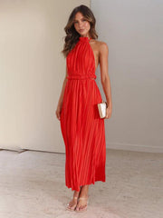 fresh off-shoulder strappy backless long dress