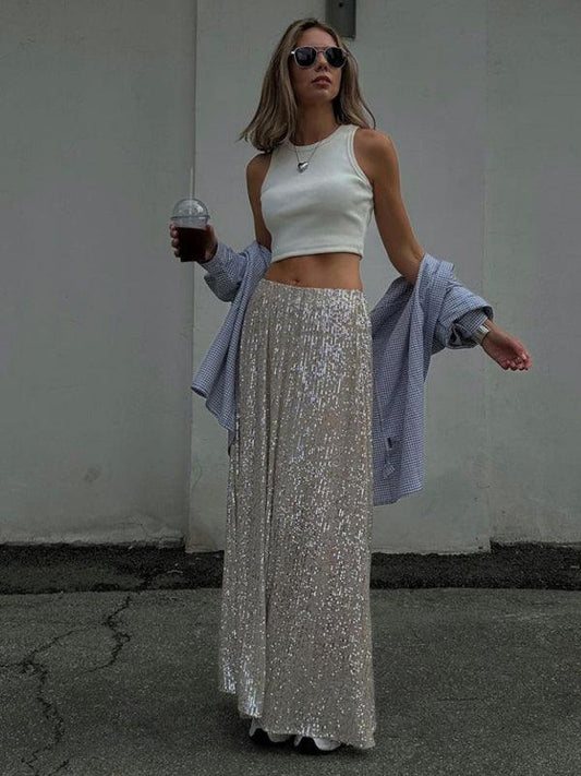 street fashion long sexy hottie sequined skirt - 808Lush