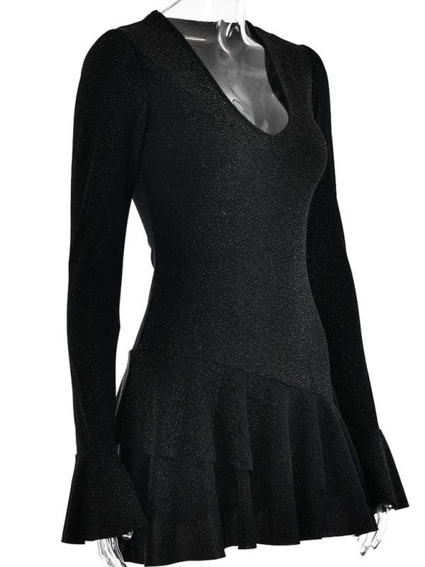 Deep V-neck mini dress - 808Lush