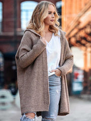 Women hooded sweater cardigan